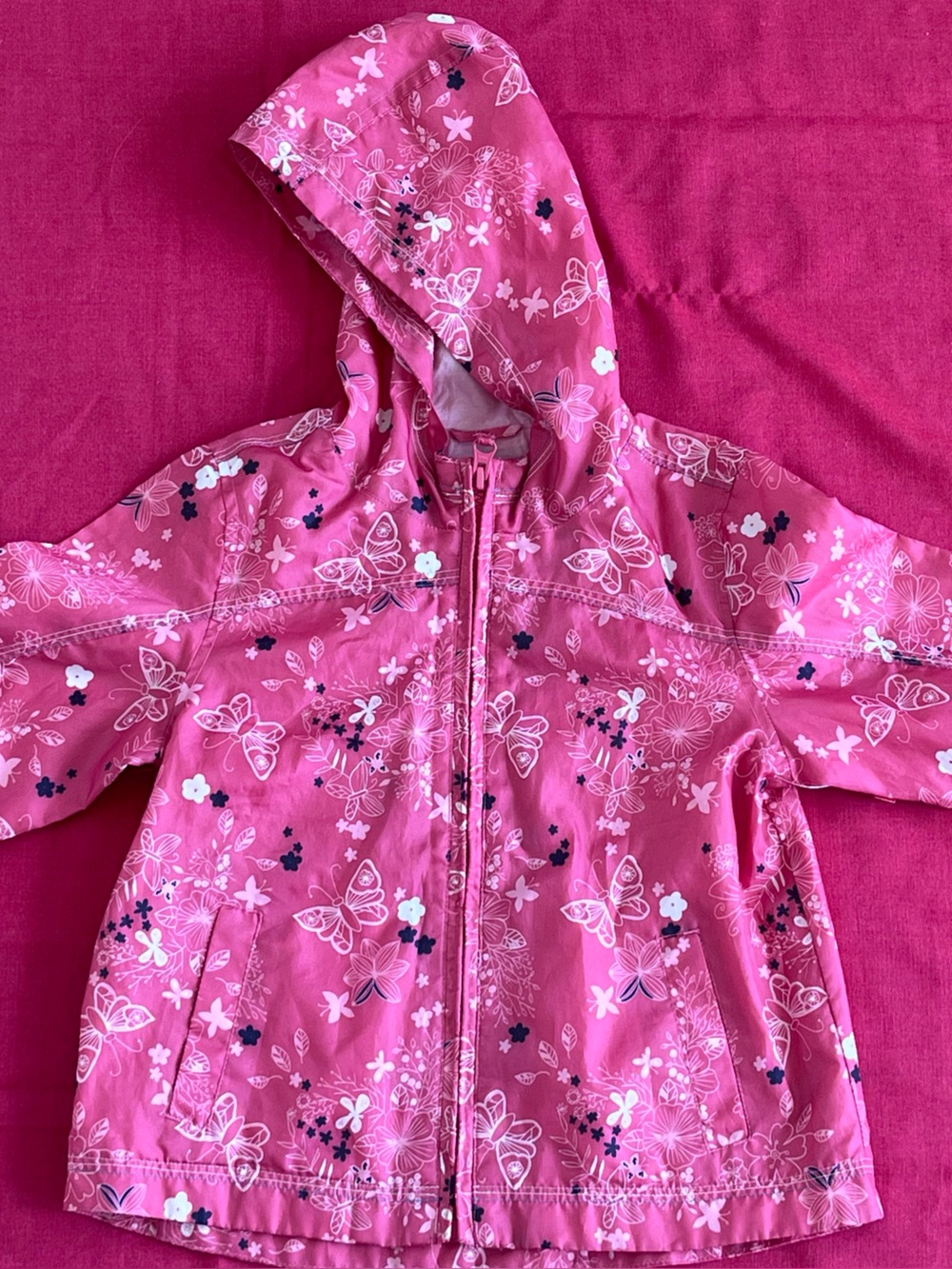 next Girls Pink Floral Butterfly Hooded Jacket